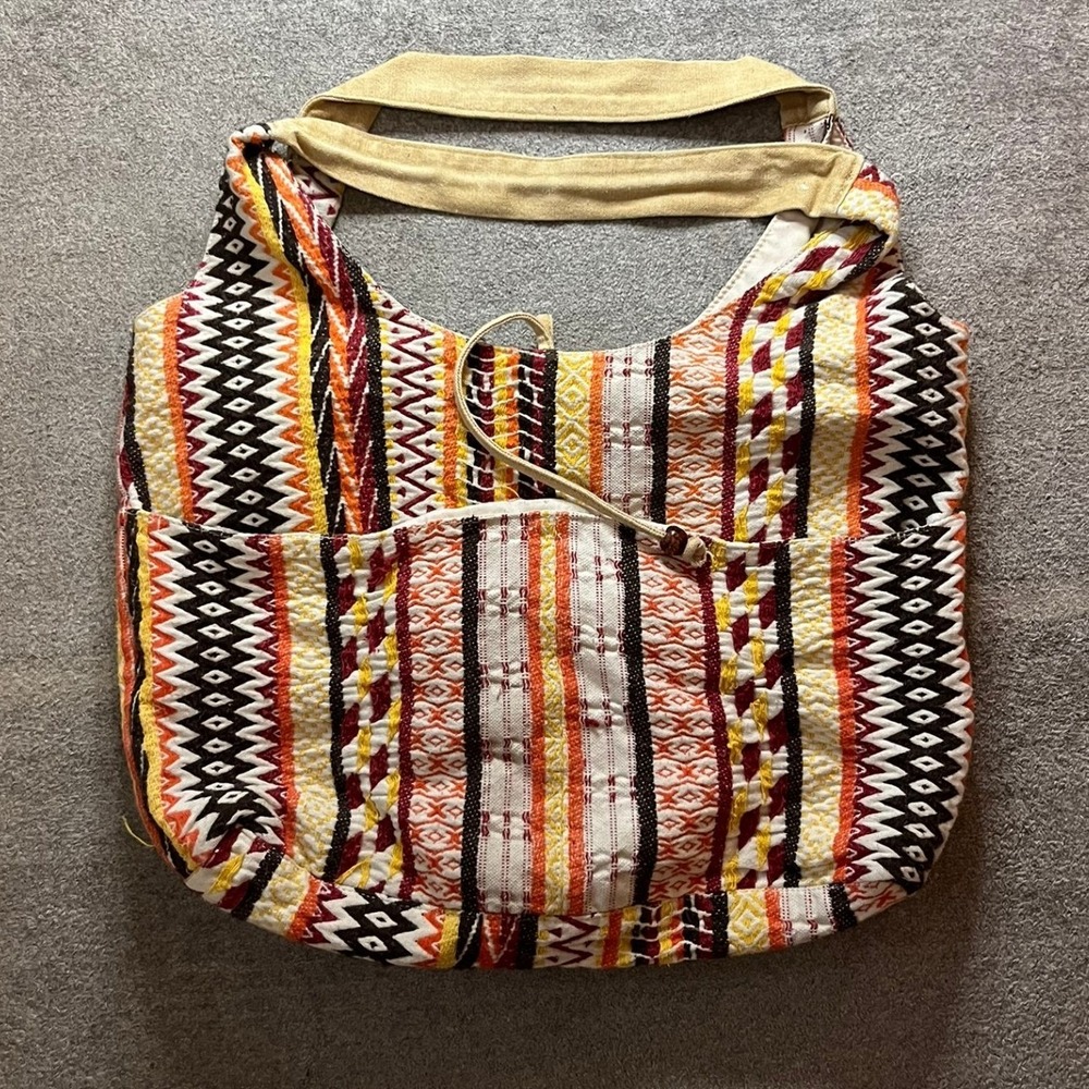 Woven Boho Hobo Bag Hippie Geometric Striped Shoulder Bag Aztec Tribal Print